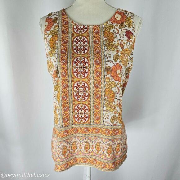 Soiree Women's Floral Paisley Print Sleeveless Button Back Top Size Small NWT - Picture 1 of 13